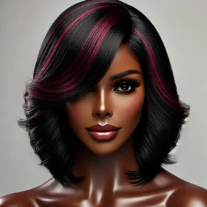 Burgundy Highlights wigs