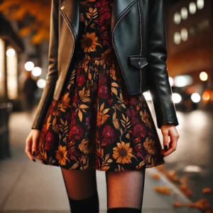 Edgy Romance Leather Jacket and Mini Dress