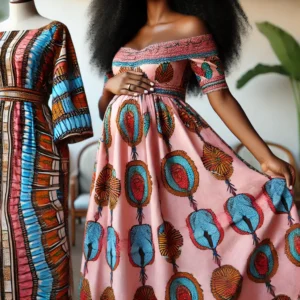 Elegant Maxi Dress with African Print