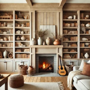 Fireplace with Built-in Shelves