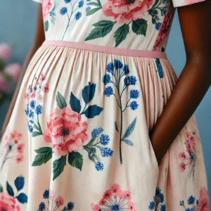 Floral Dress with Pink and Blue Accents