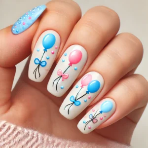 Gender Reveal Balloons Nail Art