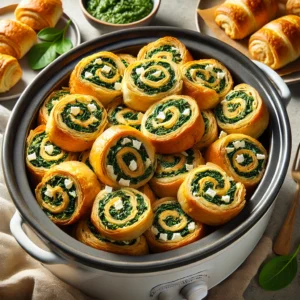 Slow Cooker Spinach Feta Pinwheels