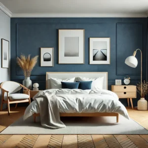 Minimalist Deep Blue Accent Wall