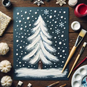 Painted Snowy Pine Trees