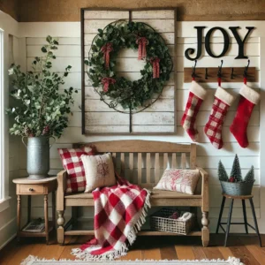 Rustic Holiday Farmhouse Entryway