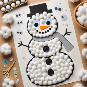 Snowy Cotton Ball Snowman