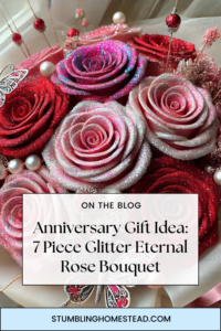 7 Piece Glitter Eternal Rose Bouquet for Anniversary and Valentines Day