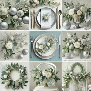 Silver, White, and Greenery